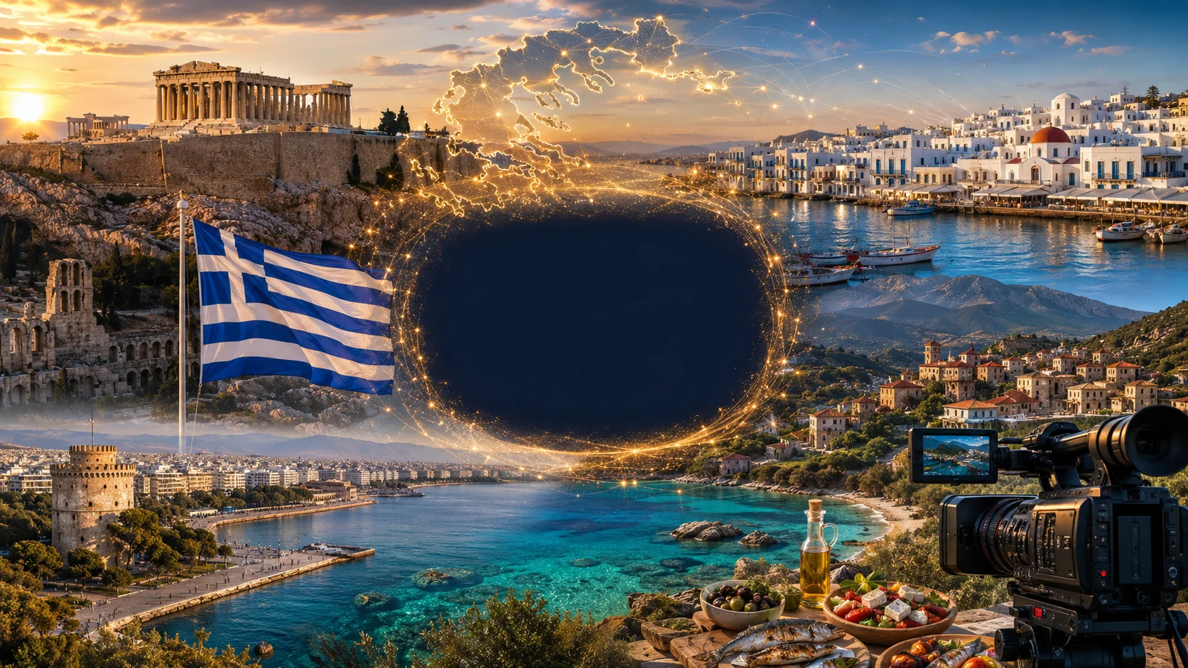 Η ελληνική σημαία, η Ακρόπολη, η Θεσσαλονίκη, το Αιγαίο και η τηλεοπτική προβολή της Ελλάδας