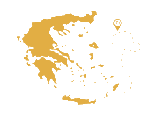 Χρυσός χάρτης της Ελλάδας με διαδρομές προς νησιά και ηπειρωτικούς προορισμούς