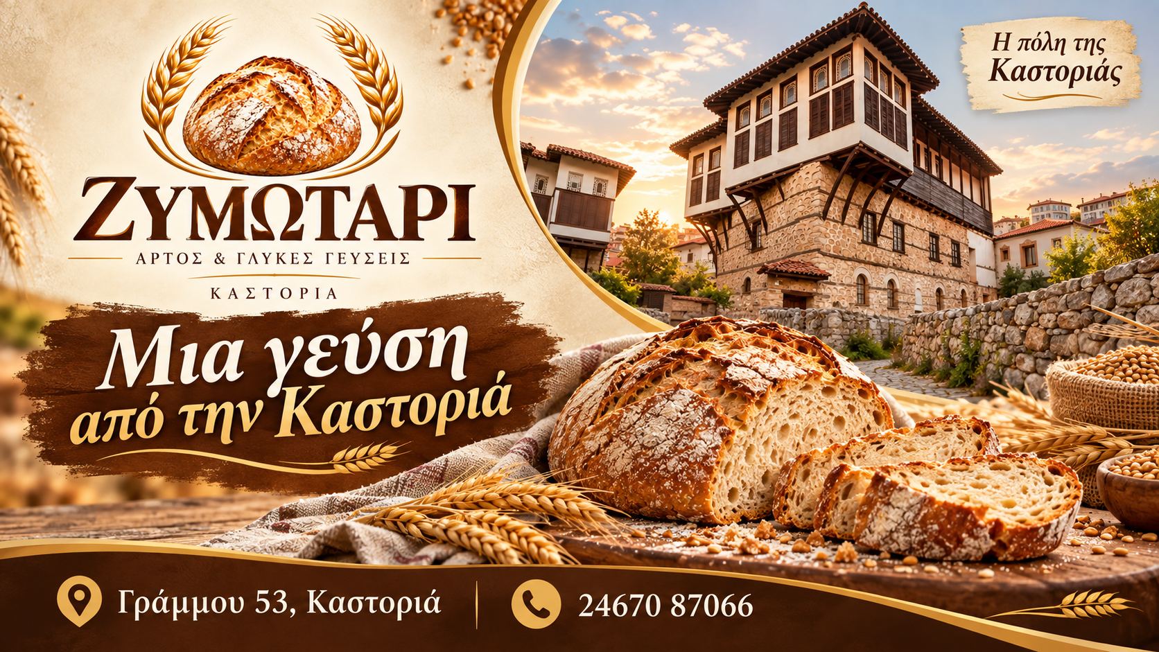 Ψωμί, παραδοσιακό αρχοντικό και στοιχεία αρτοποιείου στην Καστοριά — Ζυμωτάρι Καστοριά