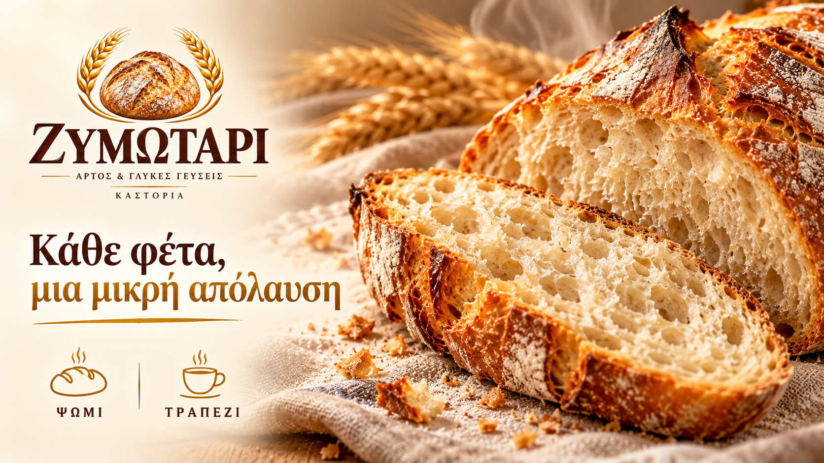 Κοντινή όψη κόρας και ψίχας σε φέτες ψωμιού — Ζυμωτάρι Καστοριά
